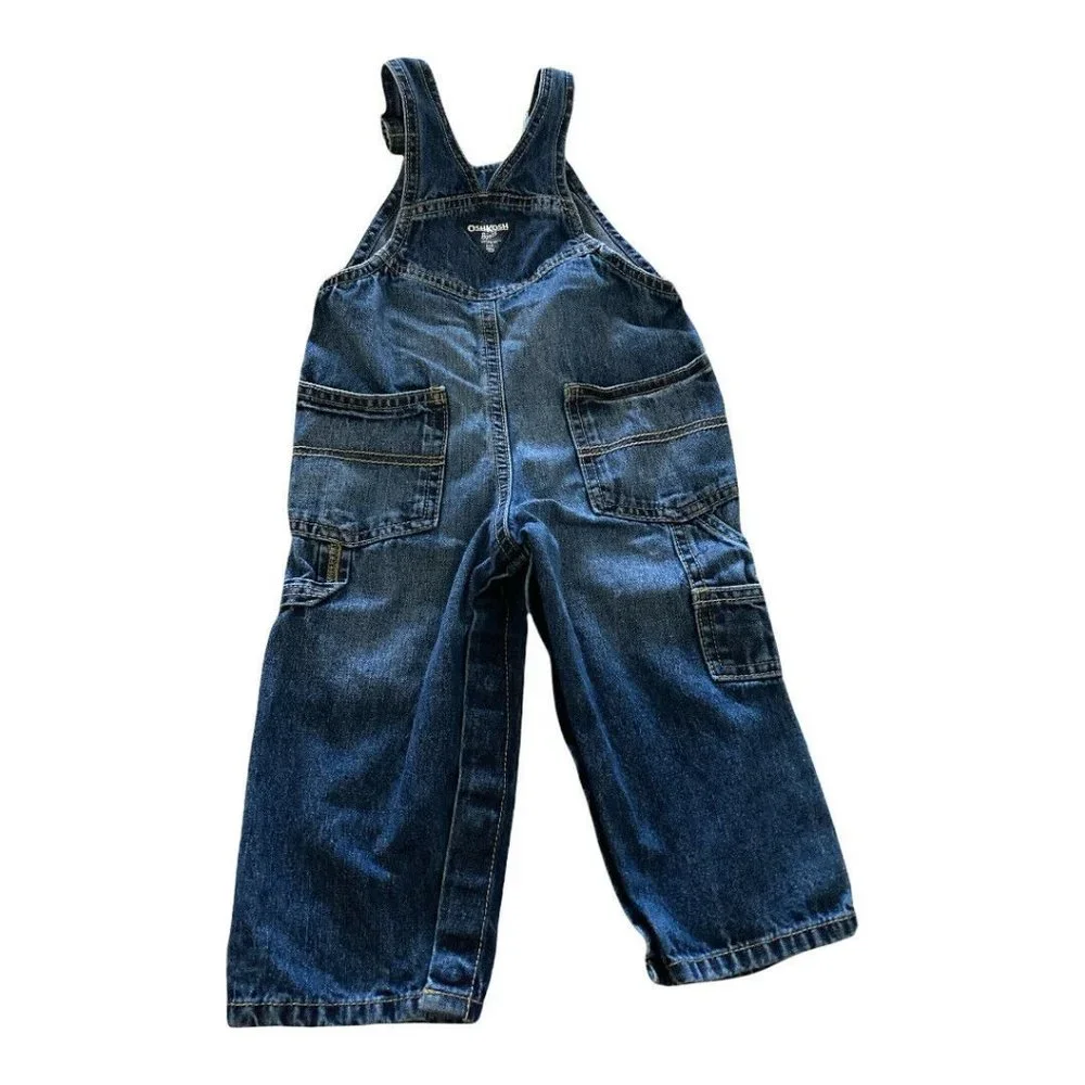 OSHKOSH B'GOSH VESTBAK BLUE DENIM LOGO OVERALLS OUTFIT SIZE 18M Toddler